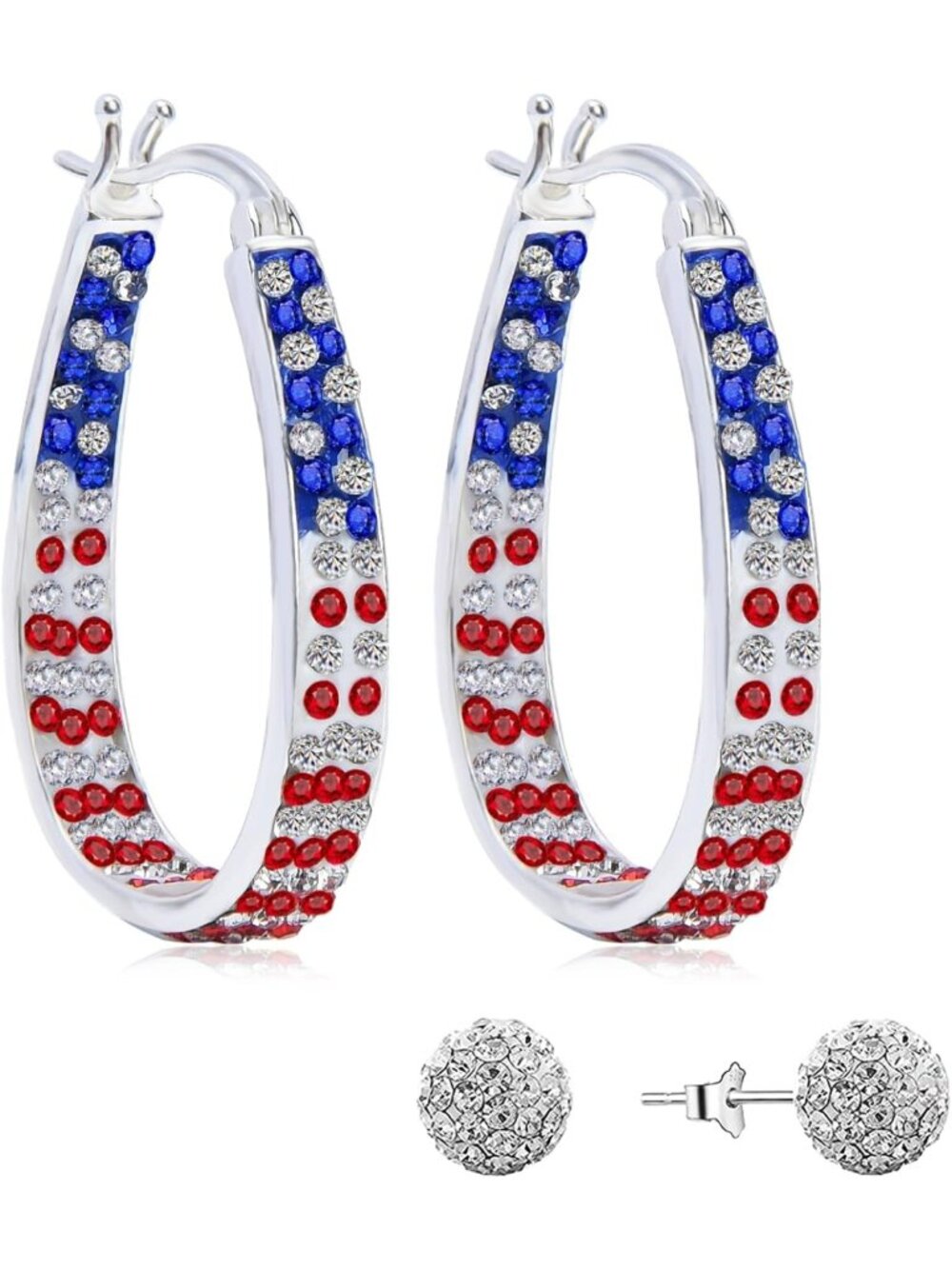 Sparkly Crystal Inside Out Oval Hoop Earrings for Women - Fashion Jewelry Gift